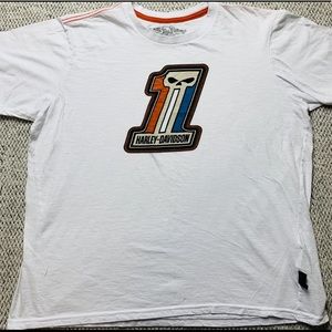 Harley Davidson Bravado White #1 Skull T Shirt